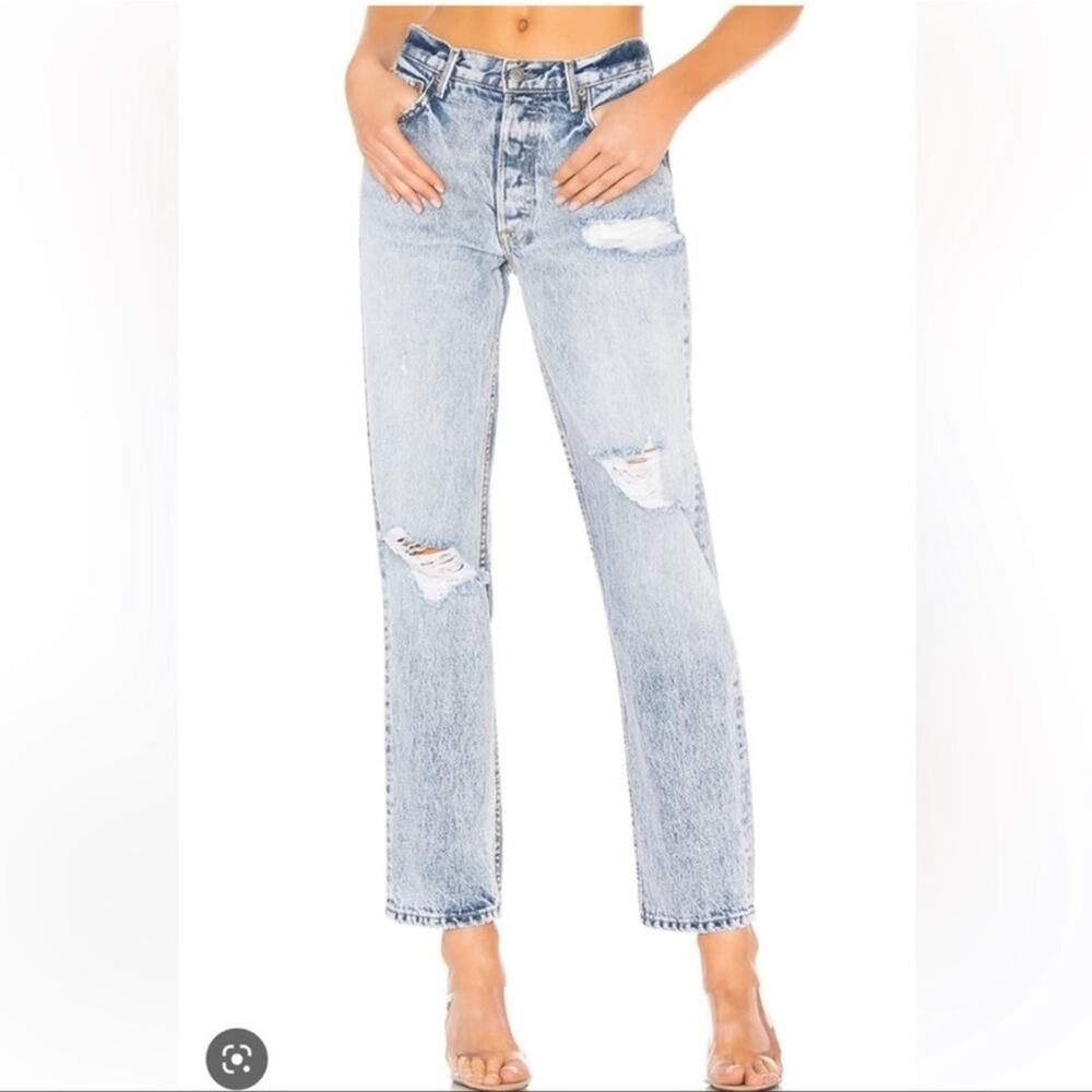 GRLFRND Women's Helena High Waist ButtonFly Distressed Jeans Sz 25